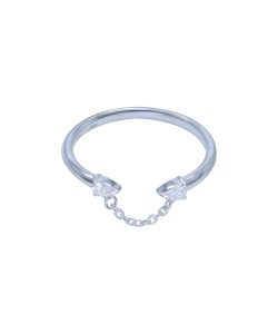 Elegant CZ Stone With Chain Silver Ring NSR-4193